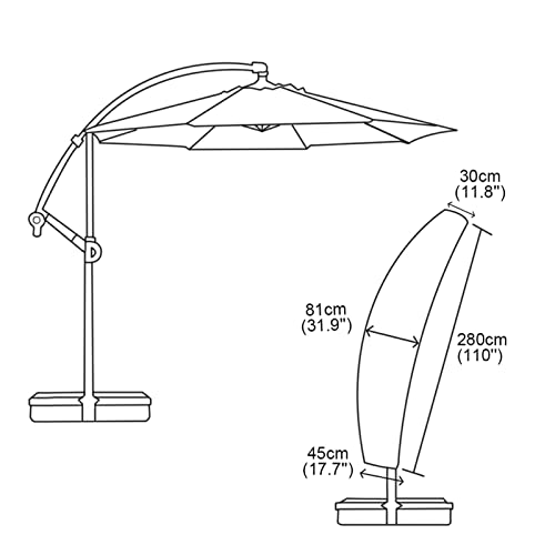 Okpow Patio Umbrella Cover Fits 11Ft To 13Ft Outdoor Umbrellas - Waterproof Cantilever Offset Umbrella Cover With Sturdy Zipper - Durable Hanging Banana Style Parasol Cover For Garden Beach Umbrellas #TOP1