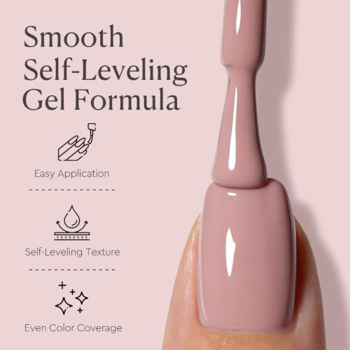 Image of AZUREBEAUTY 18ML Nude Pink Gel Nail Polish | Pure Nude Pink Soak Off UV /LED Gel Polish for French Tips, High Gloss Nude Pink Nail Art Gel for DIY Manicure Salon Use