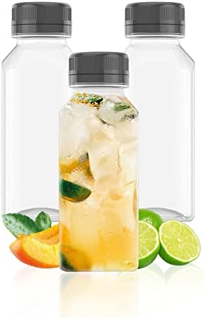 Goiio 3 Pcs 8 Ounce Plastic Juice Bottles, Clear Bulk Beverage Co...