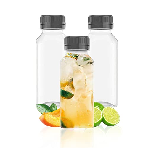 Goiio 3 Pcs 8 Ounce Plastic Juice Bottles, Clear Bulk Beverage Co...