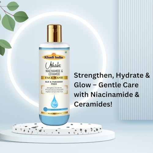 Image of Khadi Niacinamide & Ceramide Face Wash 200ml | Deep Cleansing for Glowing Skin | Oil Control, Acne Care & Pore Minimizer | SLS & Paraben Free | All Skin Types | Face Wash for Men & Women
