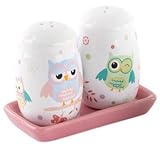 saleron tera Salière + Poivrière décor Hiboux en céramique