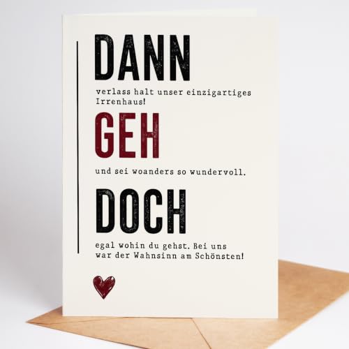 Lovely Cards Abschiedskarte Kollege Lustig – Dann Geh Doch – Humorvolle Karte zum Abschied von Kollegen & Kolleginnen | Neuer Job, Jobwechsel, Ruhestand, Team Geschenk, Büro Humor