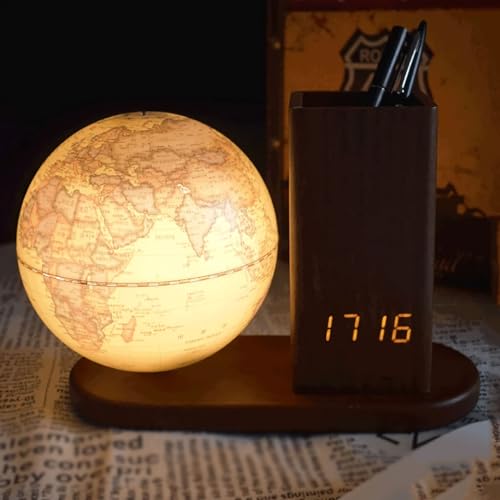 Suporte de caneta de relógio recarregável com suporte de caneta globo de 13cm e sino de música Supor