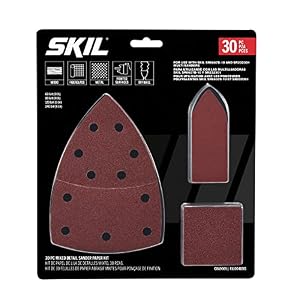 SKIL 30-Piece Mixed 60/80/120/240 Grits Detailed Sand Paper Kit for SKIL Sanders SR232301 & SR6607B-10 – CDA9005