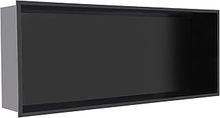Schwarz Versenktes Einbauduschregal, 304 Edelstahl Licht Warm Einbaulagerregal mit LED, für Bäder, Wohnzimmer, Schlafzimmer, Toiletten 70 * 28 * 12.5cm