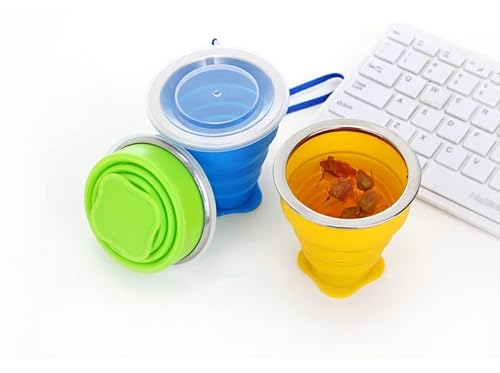 Collapsible Cup - Silicone Foldable Cup-Expandable Folding Drinking Cup -Reusable Portable Mugs Cup For Travel, Camping, Hiking, Survival, Car, Picnic, Beach, Holiday Vacation, Outdoor Sports Blue #TOP7