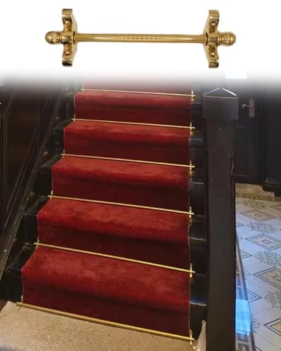 Barras para alfombras de escalera en latón pulido de 130 cm fijas con remate esférico