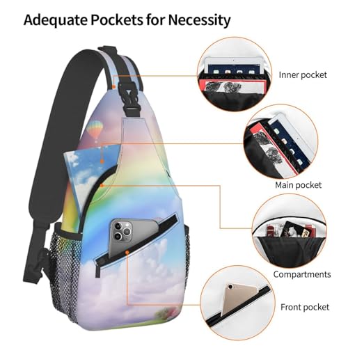 Mochila de Pecho Dreamy Rainbow Negra para Hombre y Mujer miniatura 4