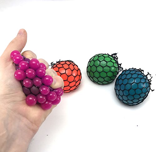 Rhode Island Novelty Mesh Squishy Ball Grape Toy Anti Stress Reliever, Assorted Colors, 4 Pack