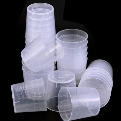 Lot de 30 tasses à mesurer graduées en plastique transparent de 60 ml - Récipient liquide de laboratoire pour sciences, école, fournitures de laboratoire, cuisine – vue 3