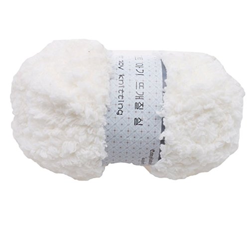 EJY Bébé Enfants Noël Cadeau Couleurs Pelotes Laine à Tricoter, Pelotes de Laine en Acrylique à Tricot pour DIY Manteau Pull Gants Chapeaux écharpe avec 1 Set Crochets (Blanc)