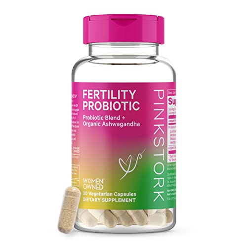 Pink Stork Fertility Probiotic: Fertility Supplements for Women, Probiotics for Reproductive Gut Health, Vaginal pH Balance, Ashwagandha, Women-Owned, 30 Capsules