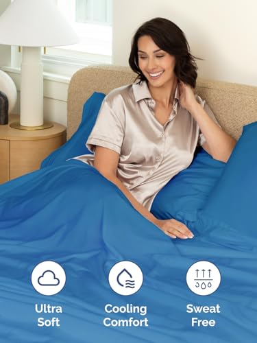 Image of Extra Deep Queen Fitted Sheet - Single Fitted Sheet Only - Royal Blue | Easily Fits 18 inch to 24 inch Mattress, Soft, Wrinkle Free, Breathable & Comfy, Extra Deep Pockets Hotel Luxury Fitted Sheet