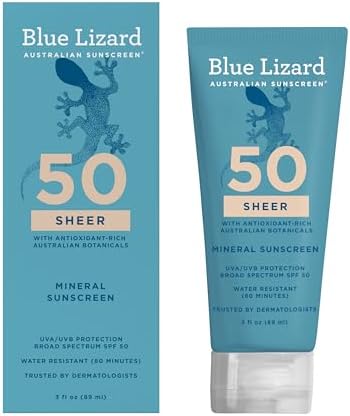 Blue Lizard Australian Sheer Body Mineral Sunscreen Lotion, SPF 50, 3 fl oz