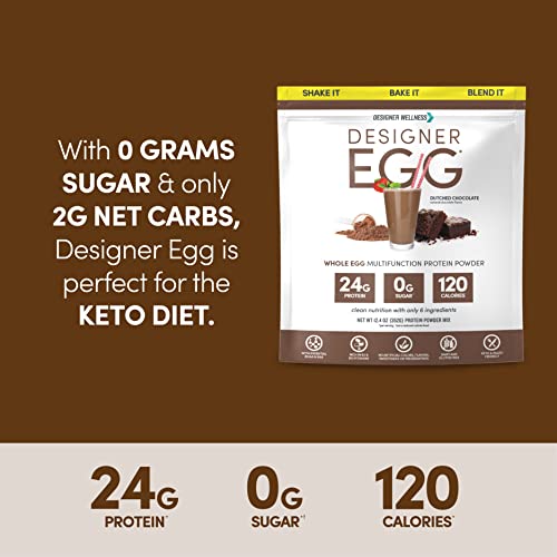 Designer Wellness, Designer Egg, Natural Egg Yolk & White Protein Powder, Keto And Paleo Friendly, Low Calorie, Less Fat And Cholesterol, Dutch Chocolate, 12.4 Ounce #TOP6