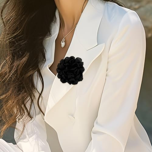 Image of CSIYANJRY99 Dainty Feather & Rose Flower Large Brooch Lapel Pins Delicate Elegant Handmade Flower Brooches Pin Classic for Wedding Party Dance Banquet for Women Dress Suit Ceremony Clothes Accessories Jewelry Valentine's Day Gifts