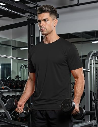 KEFITEVD Men's Short Sleeve UPF 50+ T-Shirts Rash Guard Quick Dry Sun Protection SPF Shirts Swim Athletic Workout Top Tee