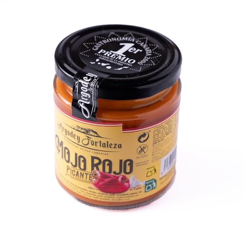 Argodey Fortaleza Mojo Rojo Picante 200g - Authentische Kanarische Sauce, Perfekt und Vielseitig zum Streichen auf Brot, Toast, Arepas, Kartoffeln. Ohne Konservierungsstoffe und künstliche Zusätze.