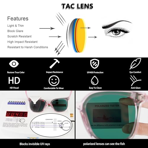 Image of Trendy TAC Polarized Square Sunglasses for Women Men, Oversized Lightweight TR90 Frame UV400 Protection
