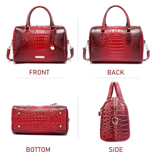 Image of Makcr Joacbv Top-Handle Crocodile Purses For Women Crossbody Leather Bags Trendy Large Capacity Tote with Shoulder Strap