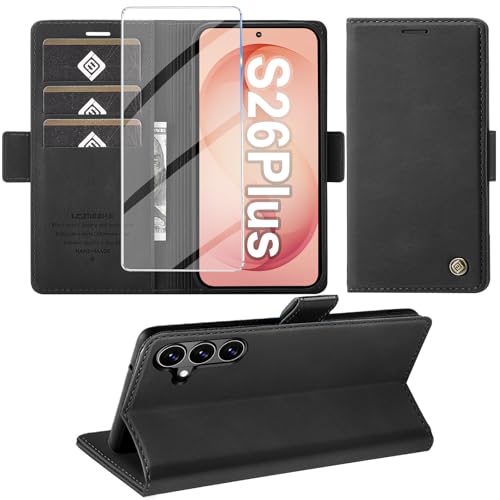 Giyer Handyhülle für Samsung Galaxy S25 FE/S26/S26 Plus/S26 Ultra Hülle mit Schutzfolie, Schutzhülle PU Leder Wallet Flip Case