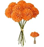 GIUSOBG Hortensia Artificielle,12 Pièces Artificielles Hortensia Fleurs Artificielles Déco Fausse Fleur Decoration Plantes Faux Soie Bouquet de Simulation,pour Mariage Maison Hôtel Fête (Orange)