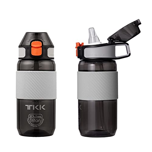 TITIROBA TKK - Borraccia con cannuccia, 450 ml, a prova di perdite, senza BPA, per bicicletta, campeggio, yoga, palestra, colore nero 1003