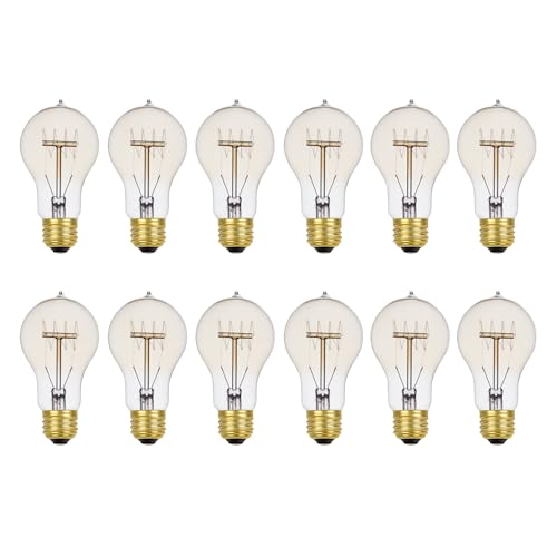 Globe Electric 34841 60W Edison Quad Loop Incandescent Filament Light Bulb 12-Pack, E26 Base, 245 Lumens, Dimmable, 12 Pack, A19 Vintage, 12 Count by Globe Electric - Used condition - US$37.11