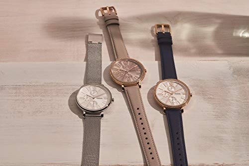 Fossil Women's Jacqueline Quartz Stainless Steel Mesh Multifunction Watch, Color: Silver (Model: Es5099) #TOP5