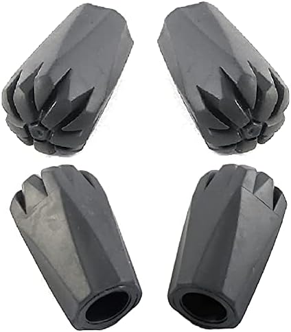 Round Narrow Four Pack of Extra Durable Rubber Replacement Tips (Replacement Feet/Paws/Ferrules/Caps) for Trekking Poles - Fits Most Standard Hiking and Walking Poles - Narrow Trekking (4)