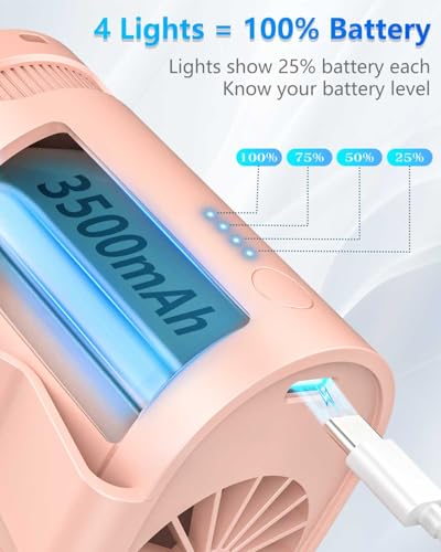 Image of Clip On Fan for Shirt Belt Pants-Compact Portable Waist Fan Battery Operated,Wearable Undershirt Back Hip Hardhat Body Fans that Blow Cold Air,Hanging Necklace Fans with Strap for Outdoor Indoor Pink