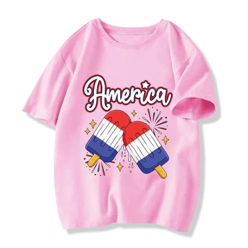 Image of Boys 4th of July Shirts-Toddler Girls Patriotic American Flag Tees Kids Memorial Day USA T-Shirts 2-7T