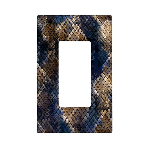 Boa 1 Gang Light Switch Plate, Abstract Geometry Fashion Boa Skin Style Single Rocker Wall Plate Cover Decorative Electrical GFCI Switchplate Decora Faceplate for Kitchen Bathroom Bedroom Decor