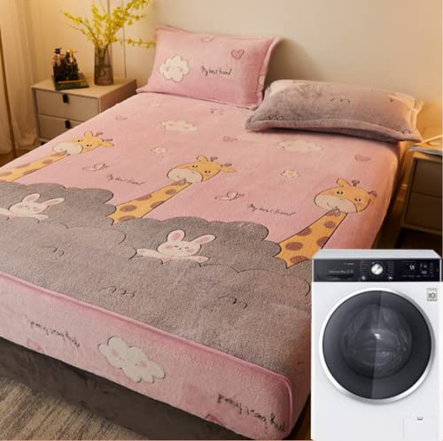 Cfycyhdzht Extra Deep Pockets Sheets,Winter Crystal Velvet Thick Warm Deep Pocket Mattress Cover, Cartoon Printed Animal Fitting Bed Sheet For Boys Girls Bedroom,Flower,180200Cm #TOP1