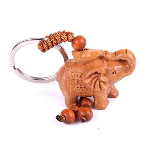 Reizteko Hand Carved Wooden Elephant Key Ring,Keychain, Key Holder Keychain #TOP1
