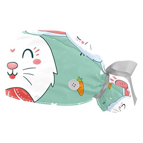 Casquettes de travail respirantes lapin mignon JDEZ chapeaux bouffants anti-transpiration lot de 2