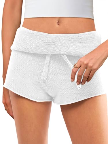 Saodimallsu Womens Foldover Lounge Shorts High Waisted Drawstring Casual Summer Knit for $24.99 at Amazon