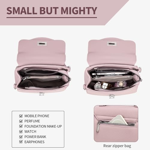 Tigpoy Women’s Top Handle Bag Satchel Handbag Purses for Women, with Adjustable Crossbody Strap, Daily Shoulder Bags, Top Handle Shoulder Bag Multi-Pocket Purse for Work Travel Gym Beach (Light Mauve) — view 3