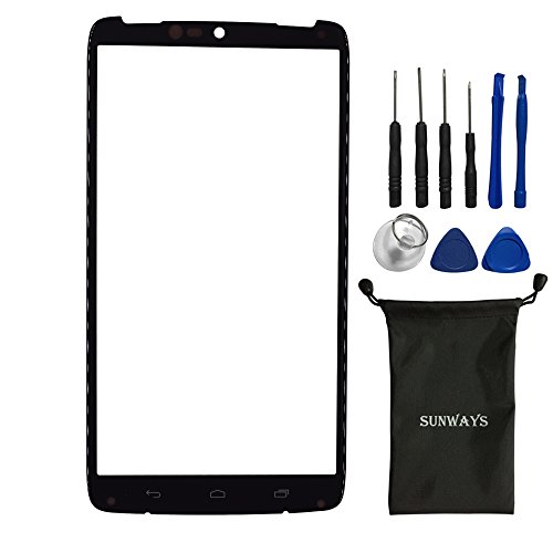 sunways Outer Glass Lens Screen Replacement Compatible with Motorola Droid Turbo XT1254 XT1225 (Black)