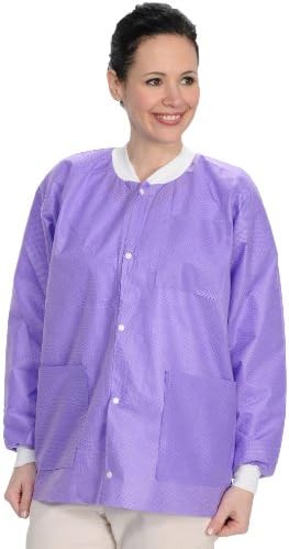 ValuMax Easy Breathe Cool and Strong, No-Wrinkle, Professional Disposable SMS Hip Length Jacket, Purple, Pack of 10