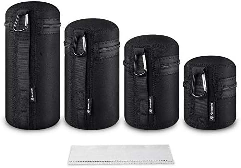 Powerextra 4X Zipper Lens Case Lens Pouch Bag with Thick Protective Neoprene for DSLR Camera Lens (Compatible with Canon, Nikon, Sony, Olympus, Panasonic) Includes: Small, Medium, Large, XL arge Size