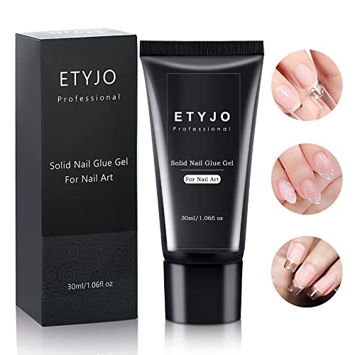 Etyjo 30Ml Solid Nail Glue Gel- Solid Nail Gel For Soft Gel Tips Acrylic Nail Tips And Press On Nails, Curing Need Uv/Led Lamp, Easy Home Diy Nail Art Manicure Solid Gel #TOP24