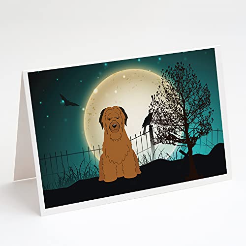 Caroline's Treasures BB2272GCA7P Halloween Scary Briard Brown Greeting Cards and Envelopes Pack of 8 Blank Cards with Envelopes Whimsical A7 Size 5x7 Blank Note Cards