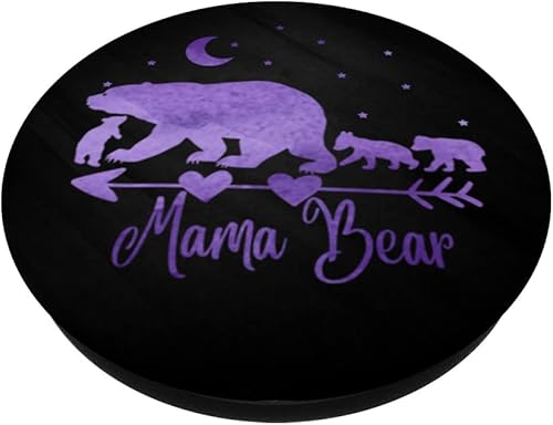 Miniatura 2 de Agarre y soporte para teléfonos y tabletas, diseño de oso de la Mamá y tres cubitos sobre PopSockets negro, Negro