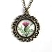 Thistle glass cabochon large pendant necklace