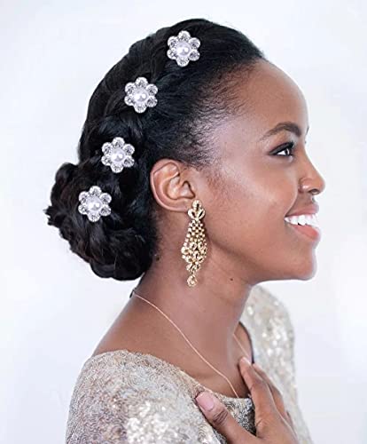 40Pcs Rhinestone Hair Pins For Women Girls Bridal Hair Accessories, U Shaped Colorful Rose Flowers Butterfly Pearl Crystal Embellished Bobby Pins Bling Sparkly Hairpins For Wedding Birthday(3 Styles) #TOP3