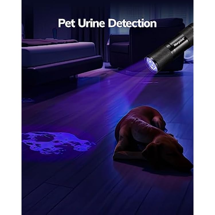 Morpilot Black Light Flashlight Mini UV Flashlight: 395nm Blacklight Flashlights, 9 Led Pet Urine Detector Light for Dog/Cat, Dry Stains, Resin Curing, Bed Bug