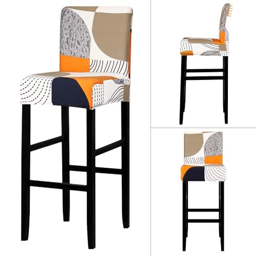 Image of Lellen Bar Stool Chair Covers Set of 2,Jacquard Bar Stool Cover Barstool Covers Slipcovers Stretch Bar Stool Covers with Backs Bar Stool Protector Covers for Kitchen Dining Room Counter Island