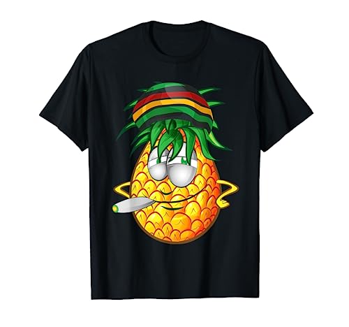 Marijuana Smoking Funny Pineapple Rasta Weed Stoner 420 T-Shirt